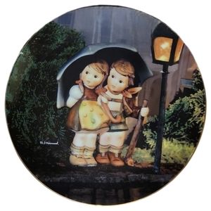 Vtg Danbury Mint Stormy Weather MJ Hummel Porcelain Gold Plate Little Companions